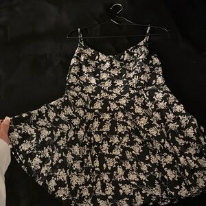 Floral Black and White Dress